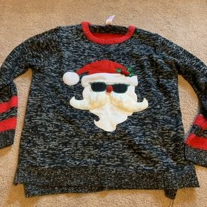 UGLY CHRISTMAS SWEATER: Santa and sunglasses